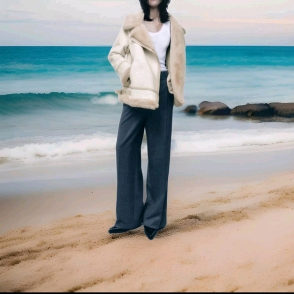 Zara Jackets & Blazers - ZARA Women's Faux Suede Double Faced Long Jacket(Ecru, US L/EUR L)